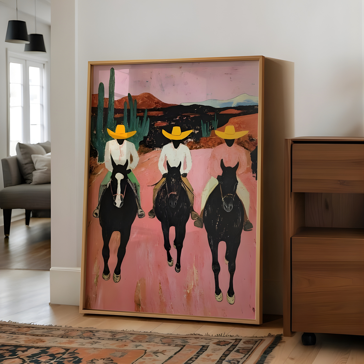 Southwestern cowboys colorful abstract western horse painting(Original Artwork)