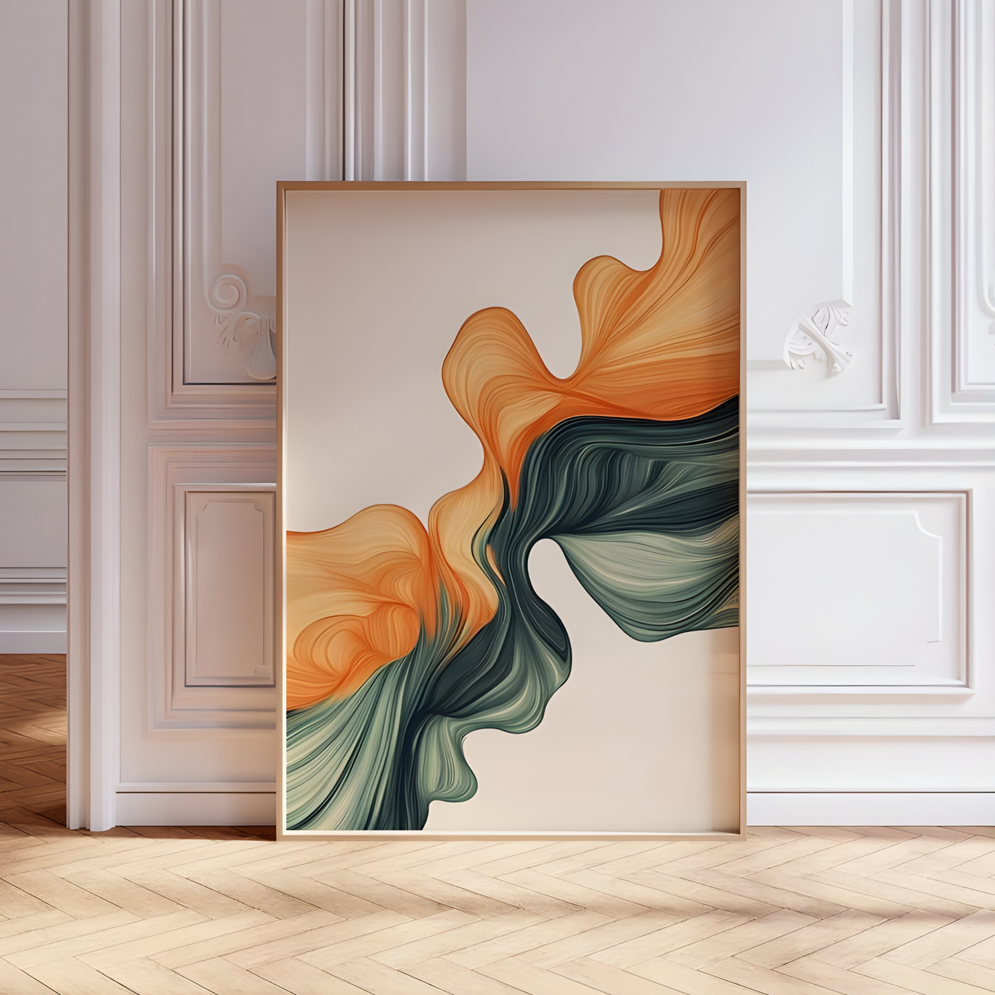 Burnt Orange Sage Green Abstract Art Print(Original Artwork)