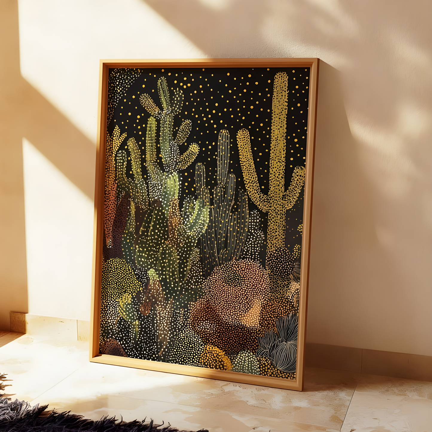 Desert Night Cactus Southwestern Wall Art(Original Artwork)
