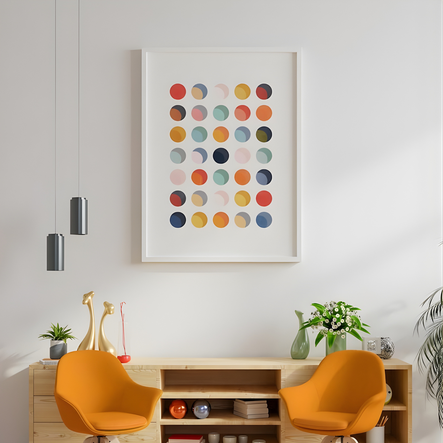 Modern Colorful Polka Dot Abstract FRAMED Print(Original Artwork)