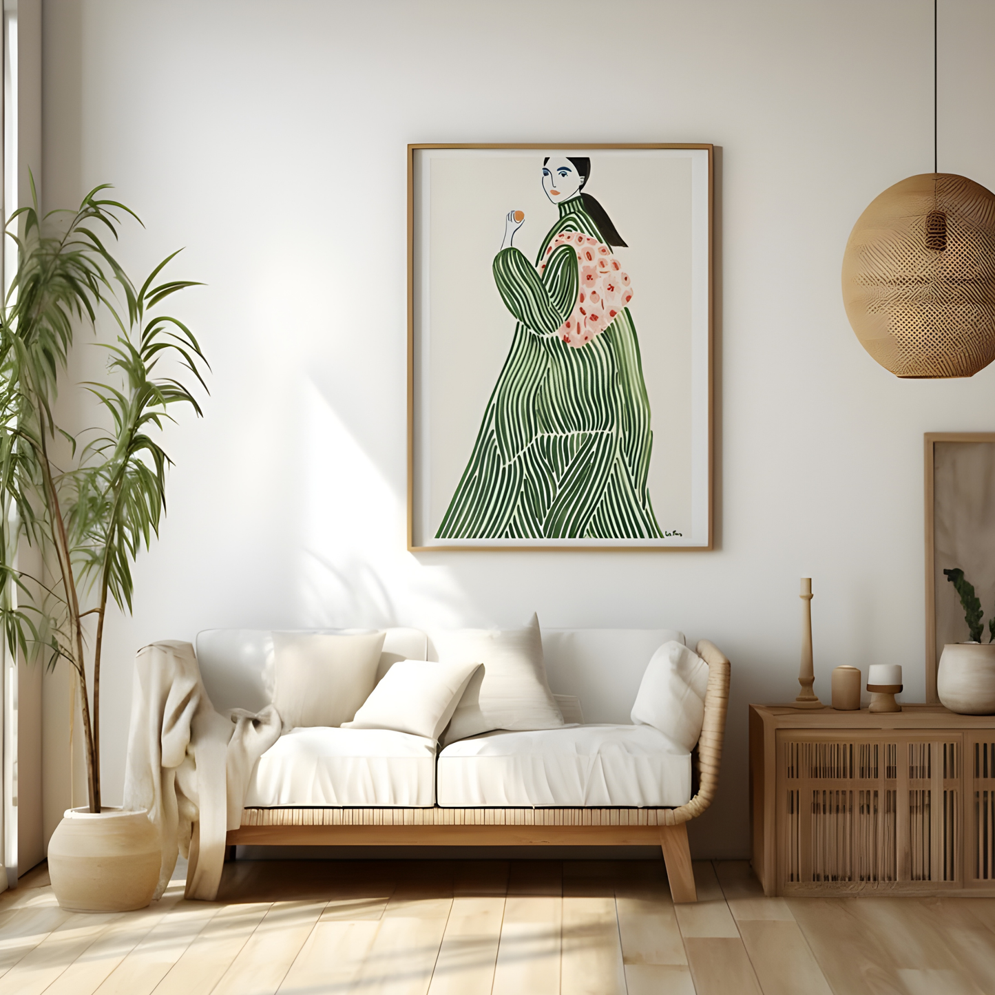 La Poire Green Coat Abstract Wall Art(Original Artwork)
