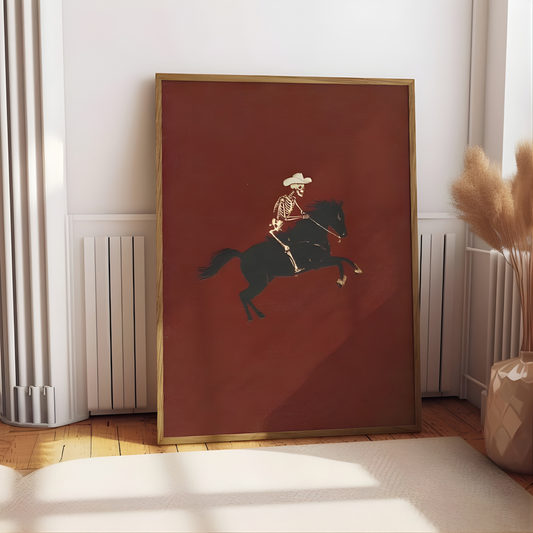 Skeleton Cowboy Illustration Bucking Bronco Print(Original Artwork)