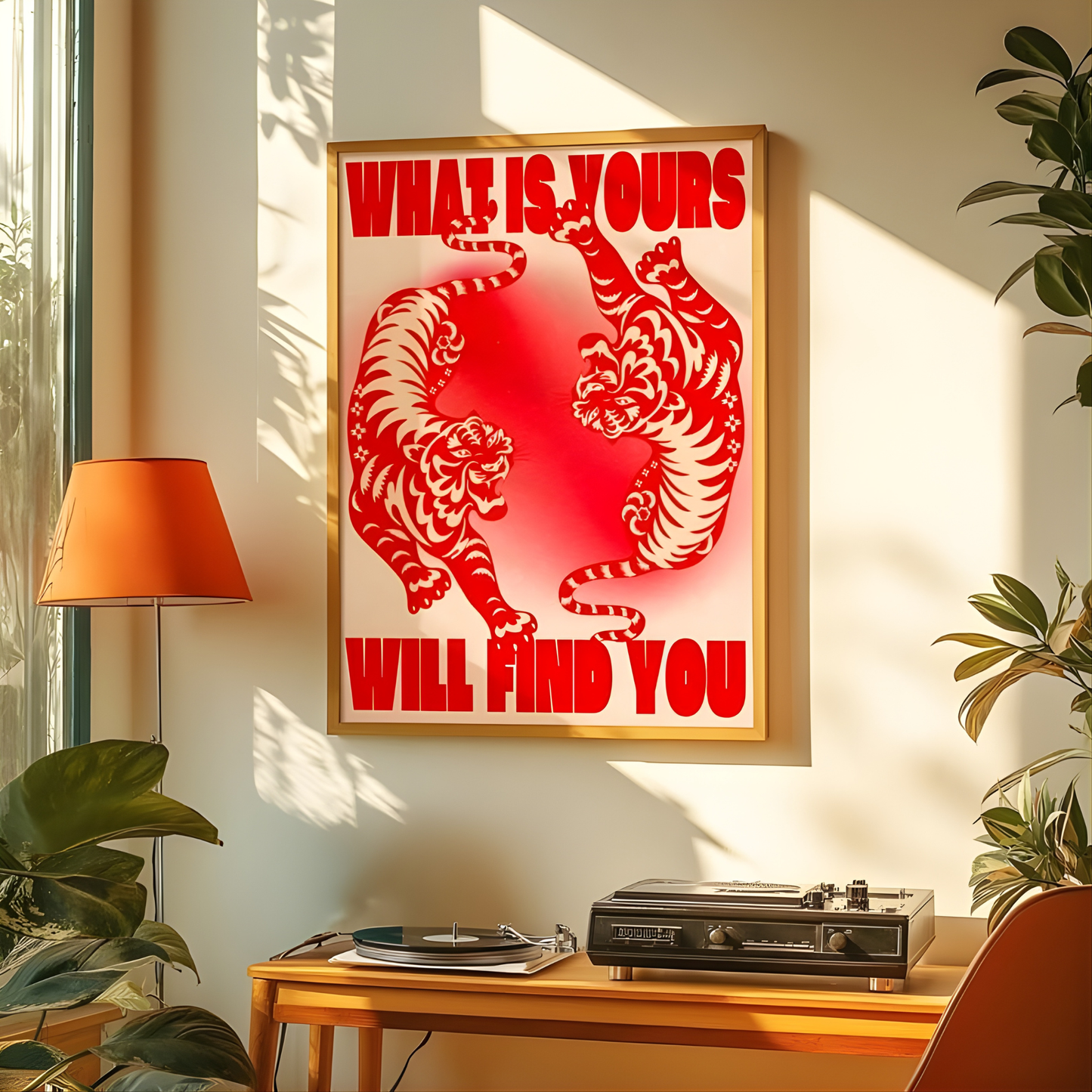 Tiger Poste Affirmation Poster Red Wall Art(Original Artwork)