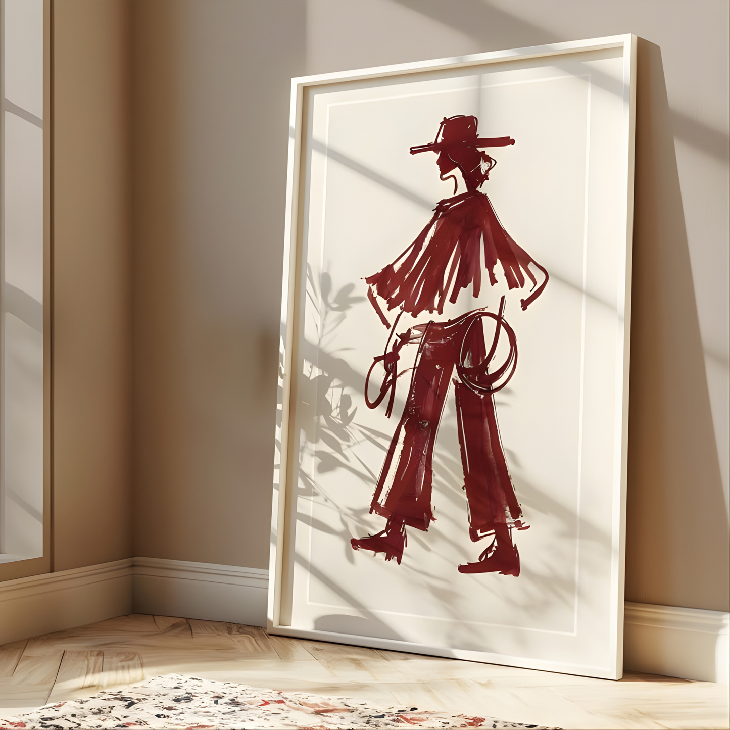 Red Wine Modern Cowgirl Print(Original Artwork)