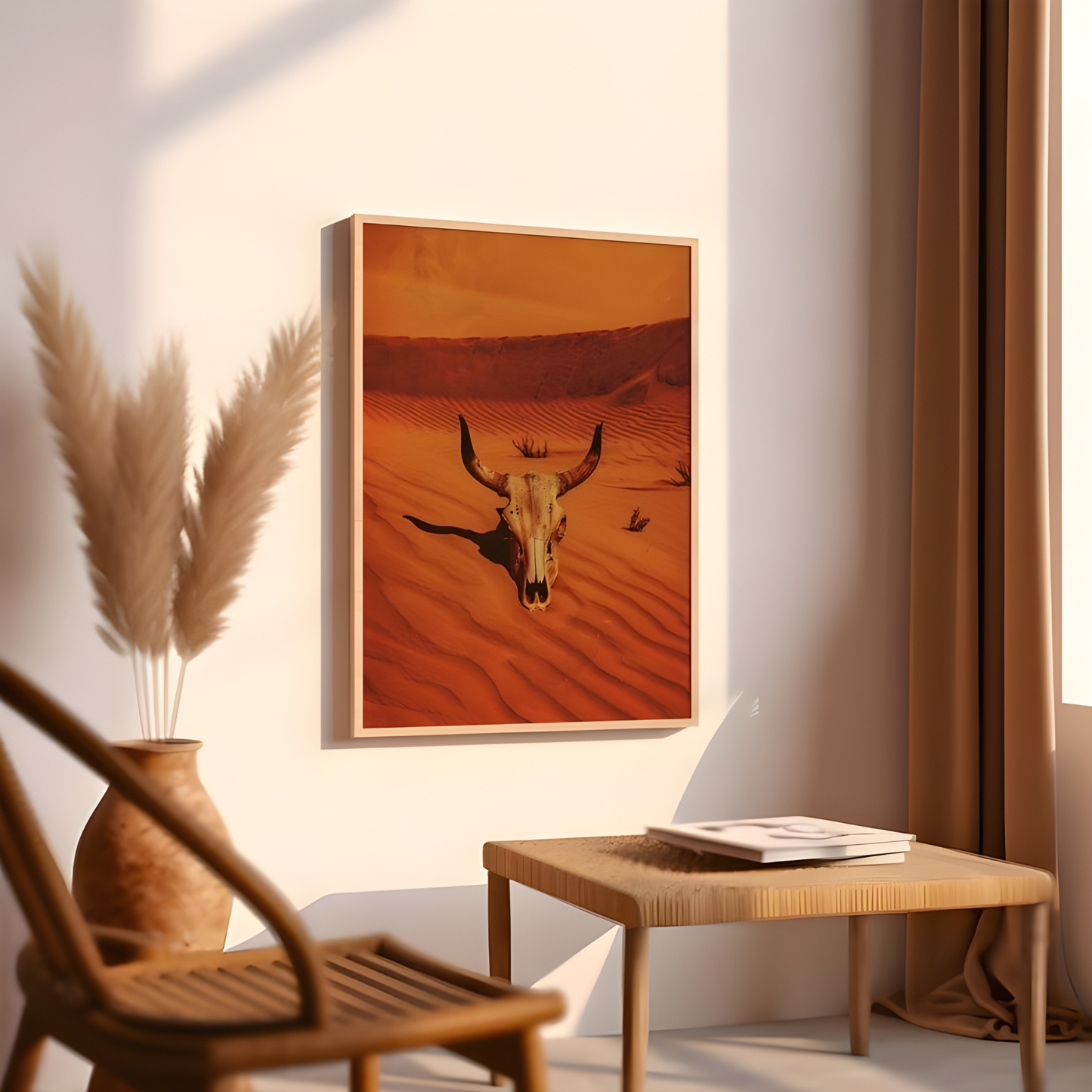 Vintage Cow Skull Western Art Print(Original Artwork)