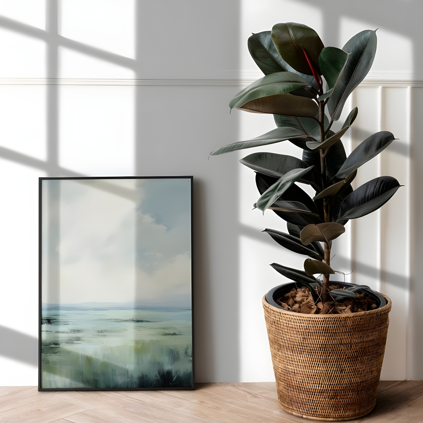 Muted Blue Green Landscape Abstract Wall Art(Original Artwork)