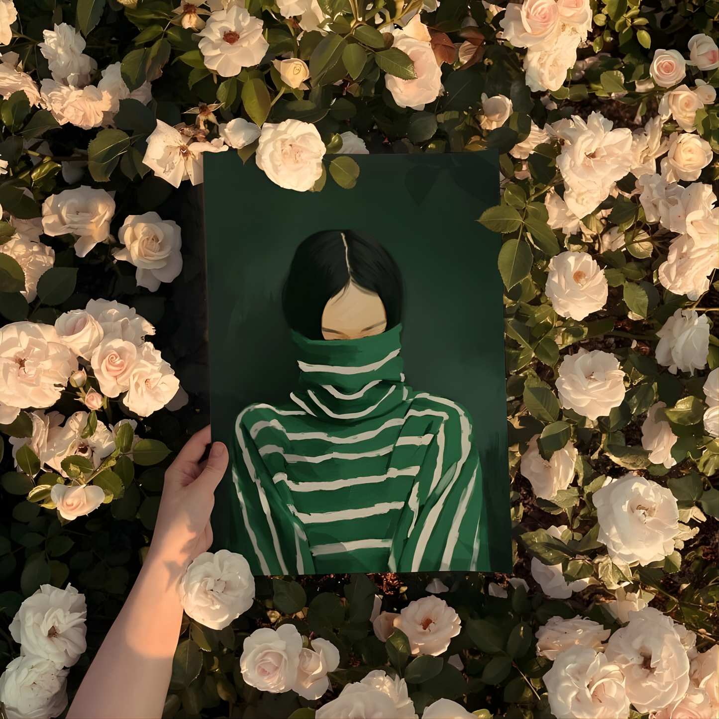 Emerald Green Abstract Woman Print(Original Artwork)