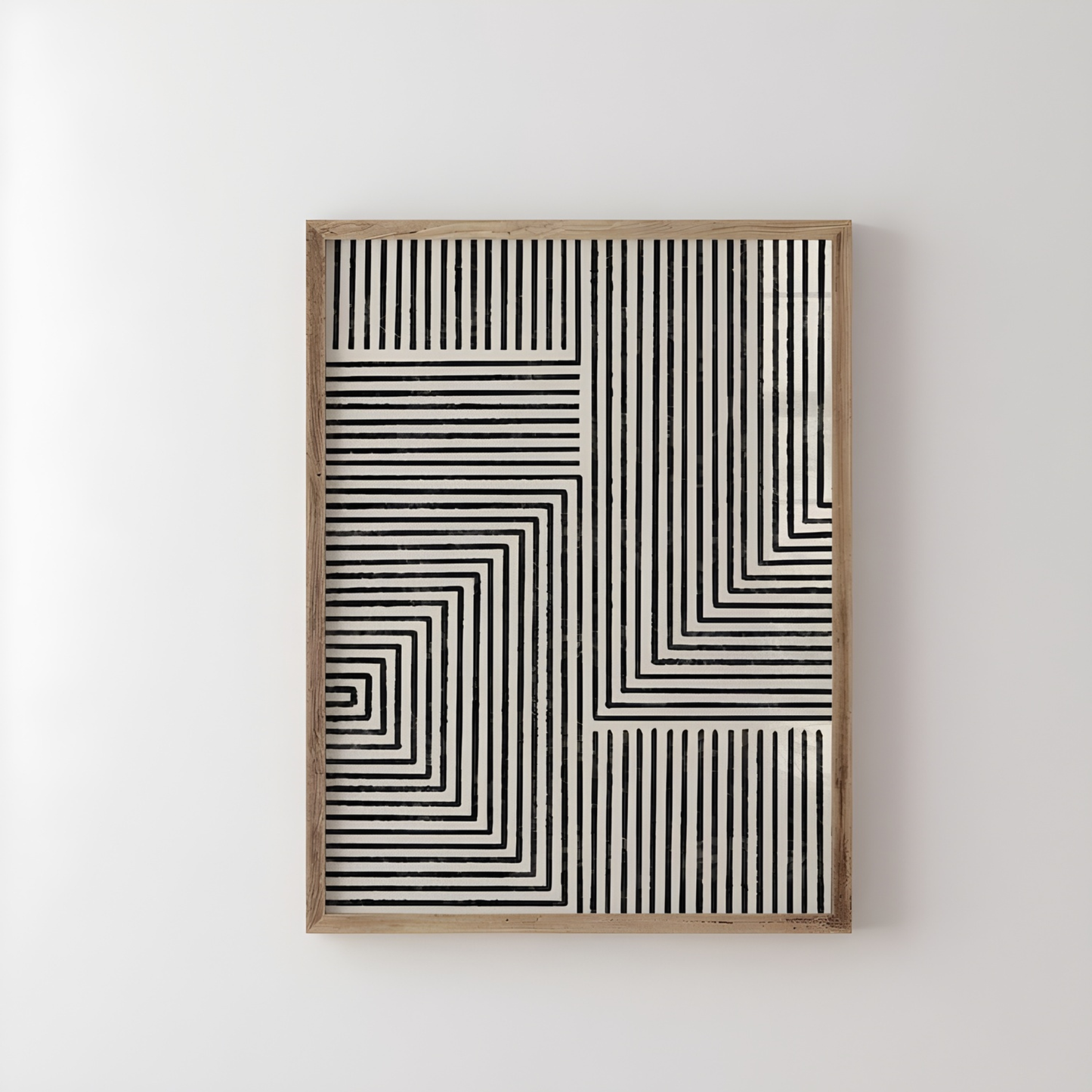 Beige Black Brush Stroke Wall Art