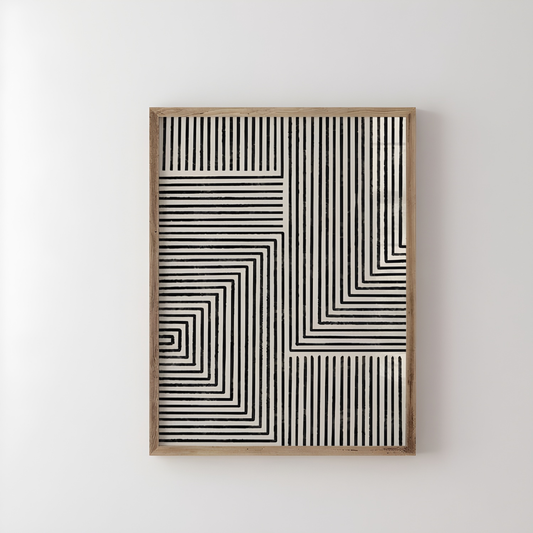 Beige Black Brush Stroke Wall Art