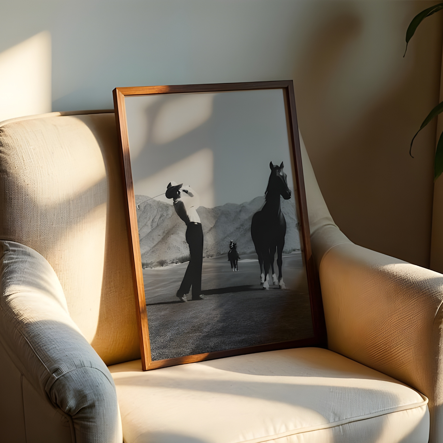 Vintage Cowboy Golf Poster Wall Art(Original Artwork)